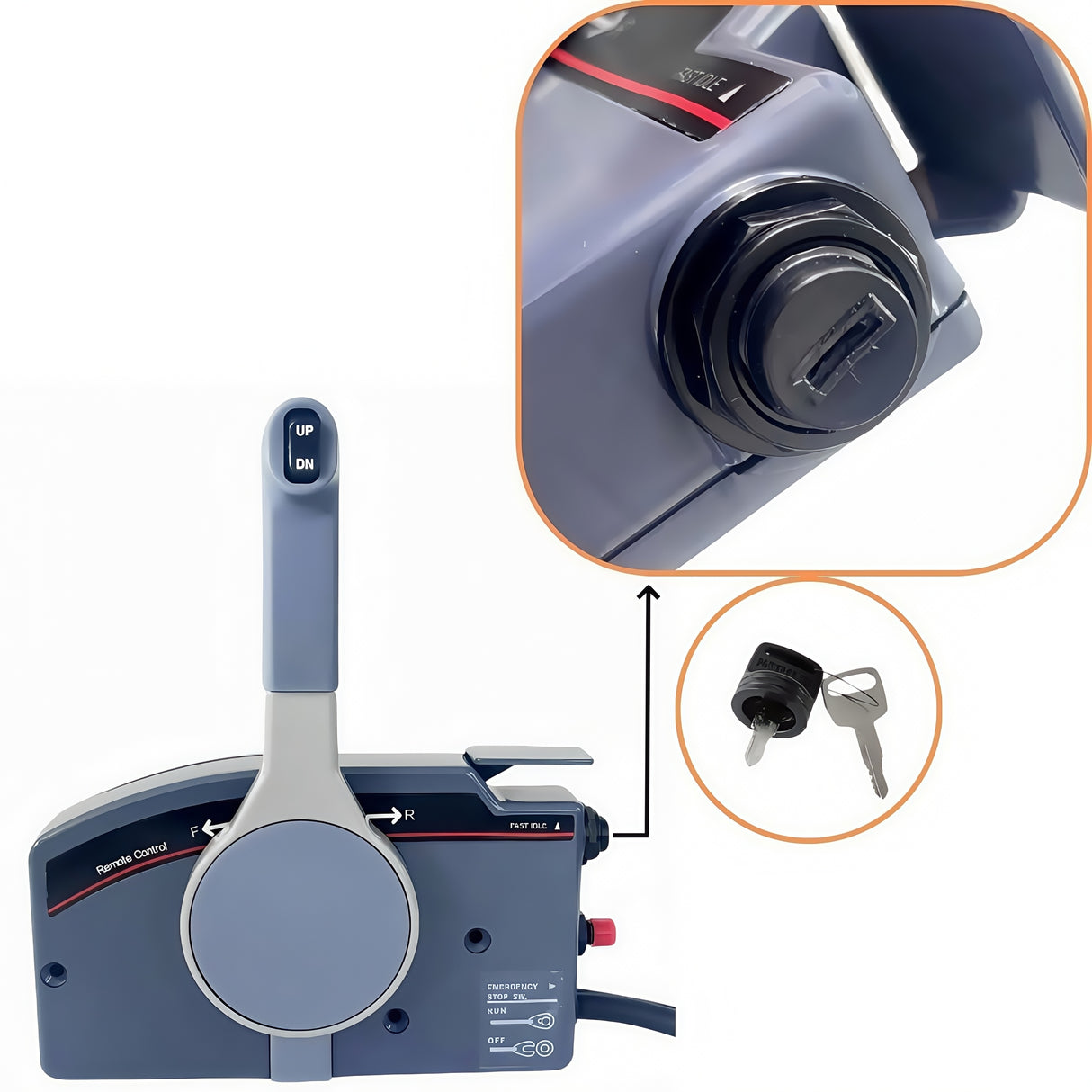 Yamaha Outboard Motor Remote Control Box 703-48272-12 Side Mounted 10PIN PULL