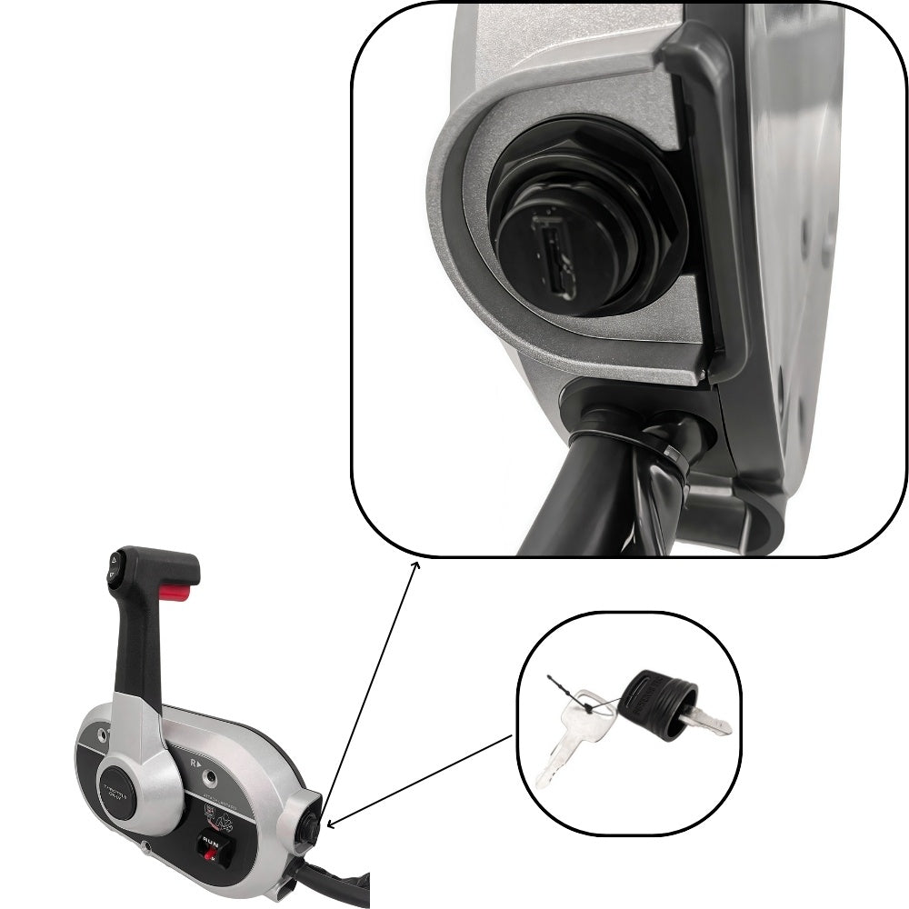 Mercury Outboard Motor Remote Control Box 8M0103452 Side Mounted Pull Right Hand Mirror Image