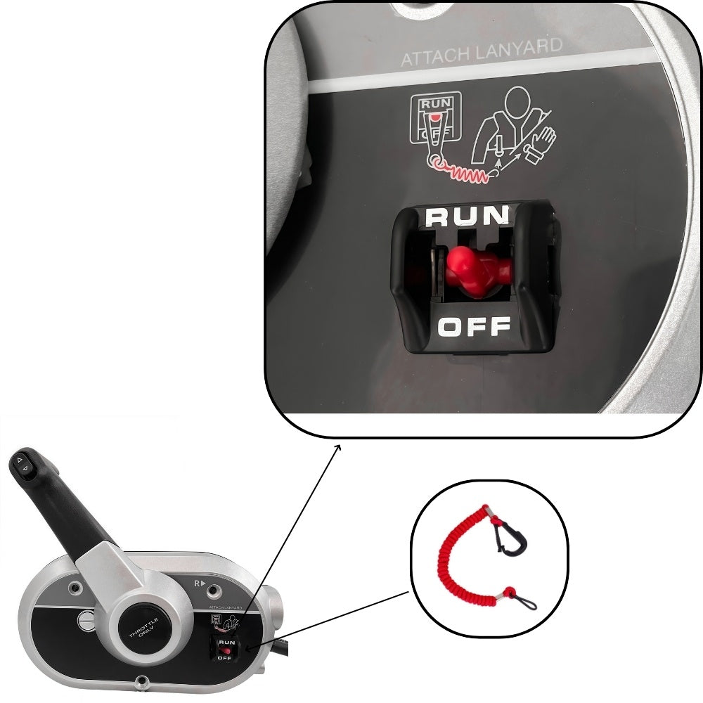 Mercury Outboard Motor Remote Control Box 8M0103452 Side Mounted Pull Right Hand Mirror Image