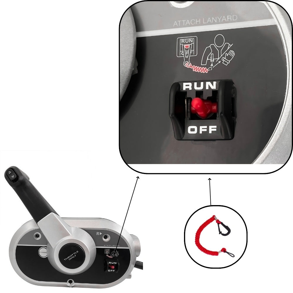 Mercury Outboard Motor Remote Control Box 8M0121858 Side Mounted Pull Right Hand Mirror Image