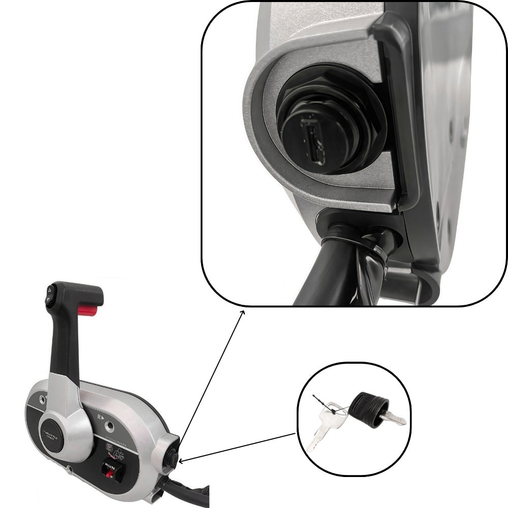 Mercury Outboard Motor Remote Control Box 8M0121858 Side Mounted Pull Right Hand Mirror Image