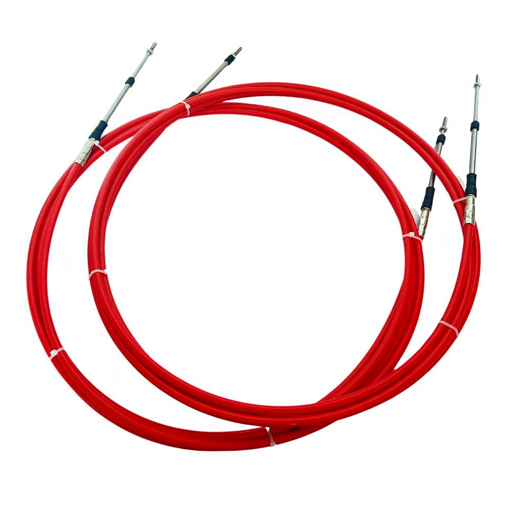 Red Yamaha 33C Throttle and Shift Cables 2pcs/set (Fits Honda Suzuki Tohatsu )