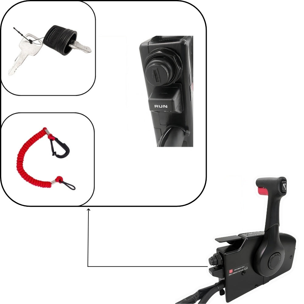 Mercury Outboard Motor Remote Control Box 881170A13-L Side Mounted Pull Left Hand Mirror Image