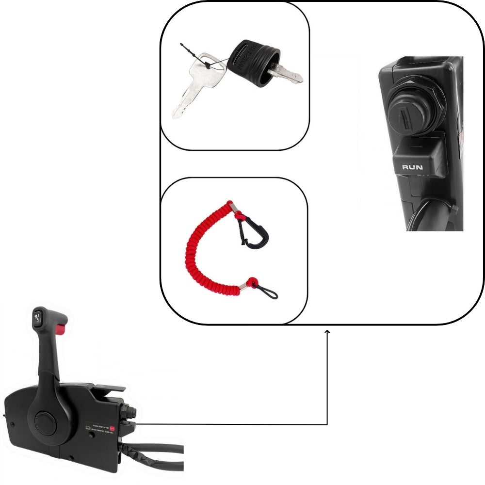 Mercury Outboard Motor Remote Control Box 881170A11 Side Mounted Pull Right Hand Mirror Image